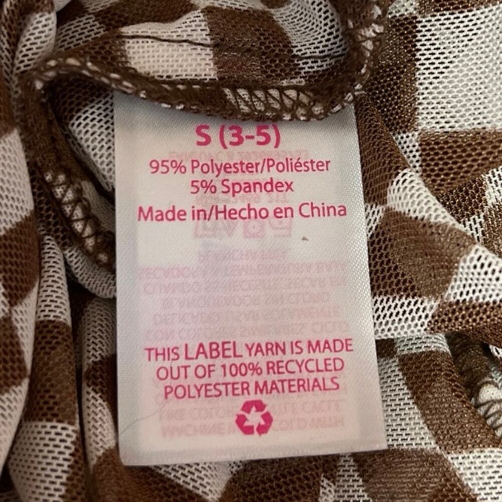 NEW No Boundaries Brown White Gingham Check Illusion Button Down Shirt Top S - Picture 6 of 6